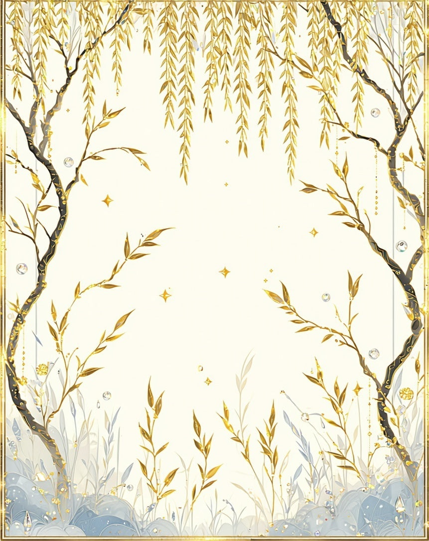Golden Willow Branch Botanical Design Rug
