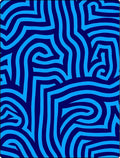 Vivid Blue Labyrinth Lines Rug