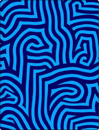 Vivid Blue Labyrinth Lines Rug