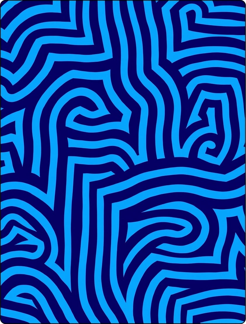 Vivid Blue Labyrinth Lines Rug