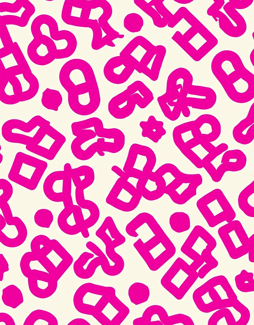 Pink Cream Abstract Symbol Rug