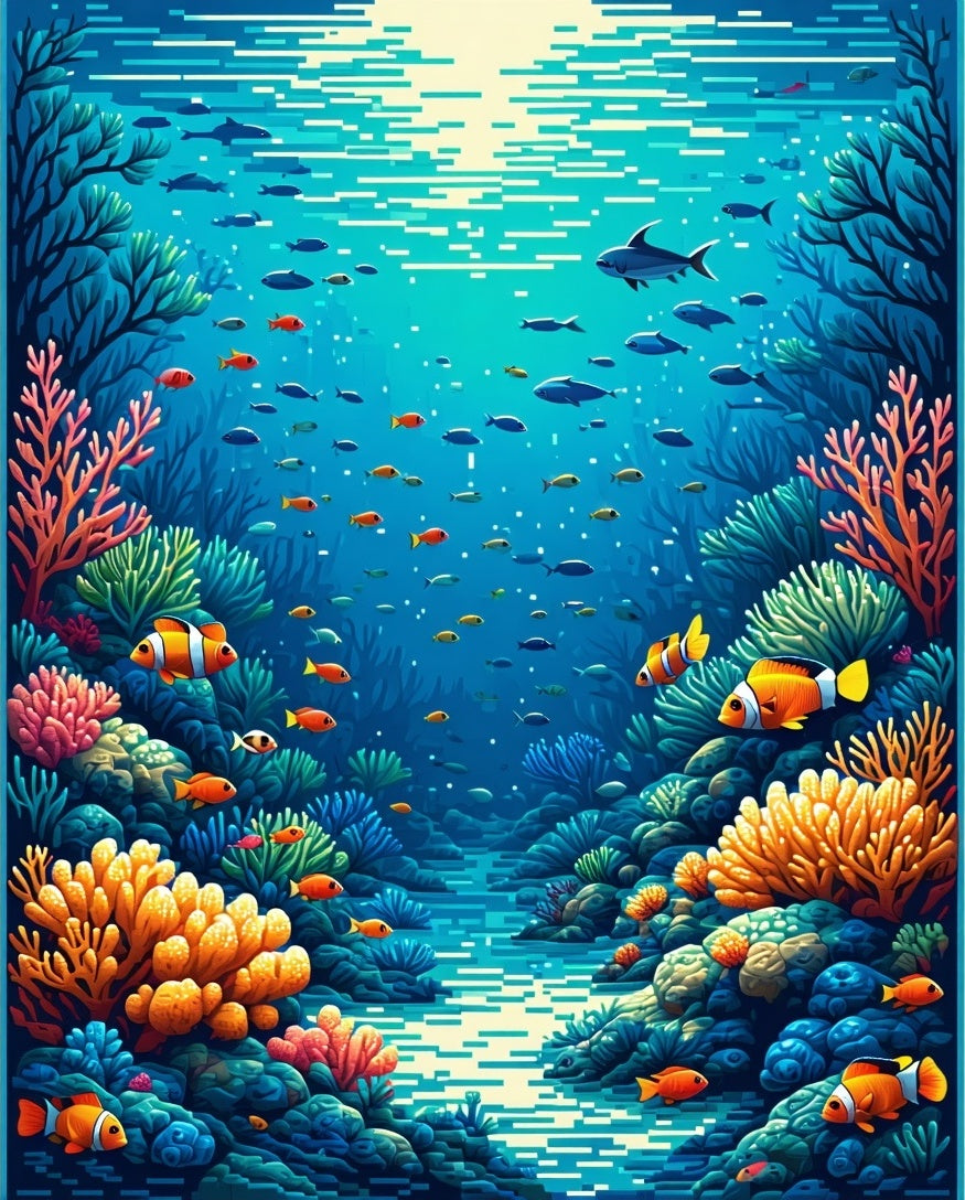 Vibrant Coral Reef Fish Scene Rug