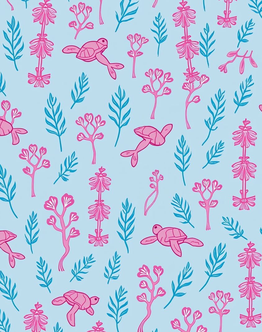 Pink Turtle Coral Pattern Rug