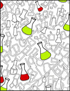 Abstract Lab Glassware Pattern Rug