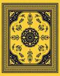 Intricate Yellow and Navy Floral Design Rug