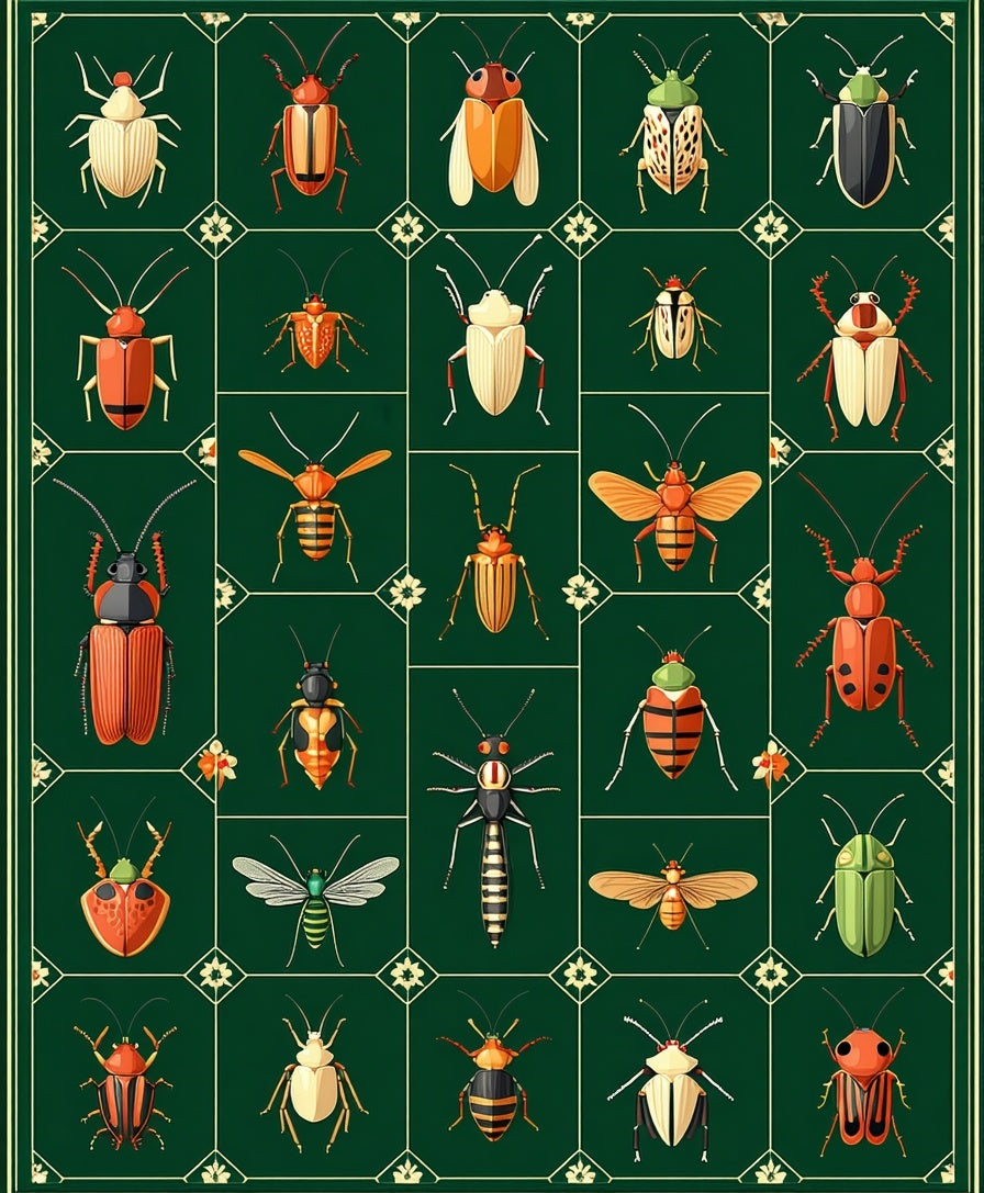 Entomology Insect Pattern Rug