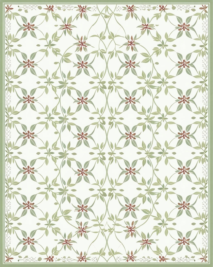 Classic Floral Vine Patterned Rug