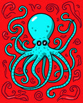Whimsical Teal Octopus Graphic Design Rug