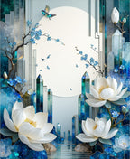 Serene Landscape Floral Crystal Art Rug