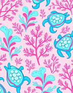 Sea Turtle Coral Pattern Rug