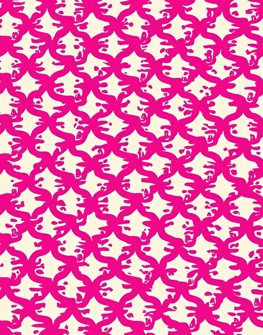 Vibrant Pink Quatrefoil Pattern Design Rug
