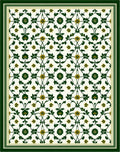 Ornate Green Floral Pattern Rug