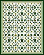 Ornate Green Floral Pattern Rug