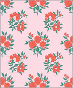 Coral Floral Botanical Pattern Rug