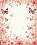 Pink Floral Butterfly Garden Design Rug