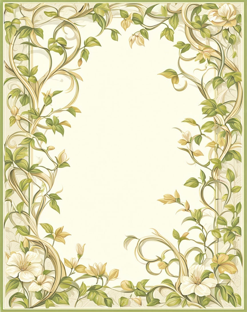 Ornate Floral Vine Leaf Pattern Rug