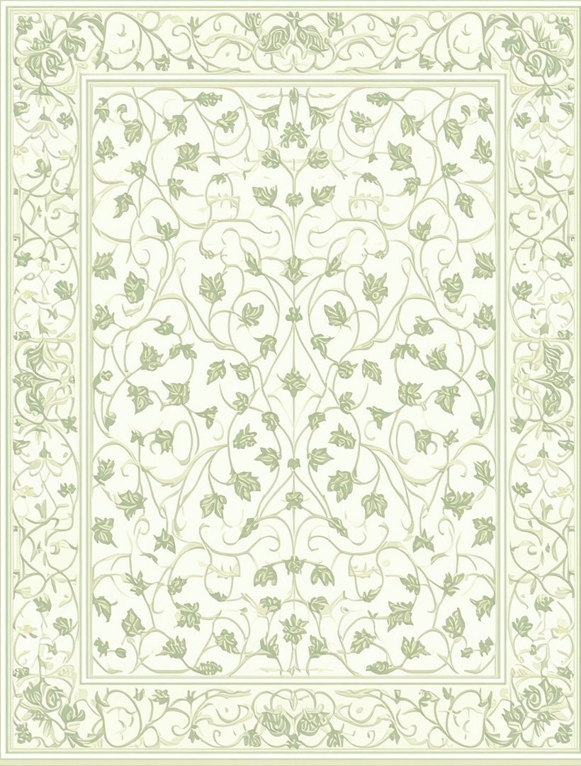 Delicate Floral Vines Botanical Pattern Rug