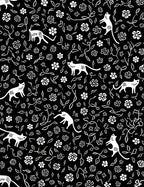 Whimsical White Cat Floral Pattern Rug