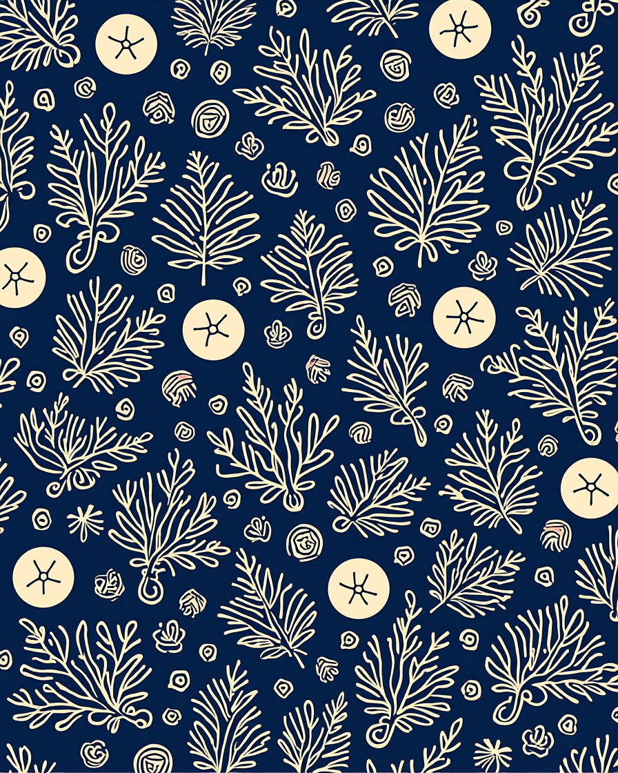 Navy Botanical Floral Motif Rug