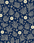 Navy Botanical Floral Motif Rug
