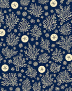 Navy Botanical Floral Motif Rug