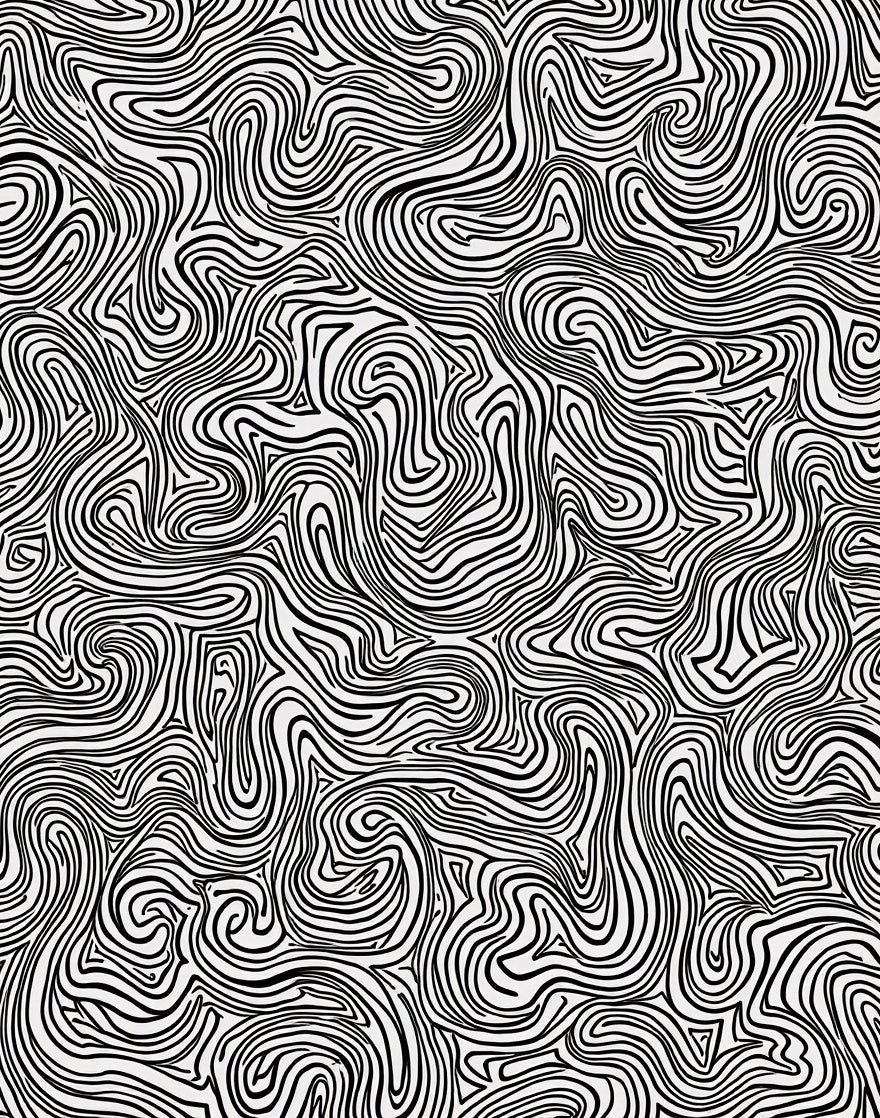 Trippy Black White Wavy Lines Rug