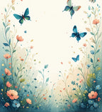 Whimsical Butterflies Floral Garden Design Rug