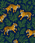 Exotic Tigers Amidst Verdant Jungle Design Rug