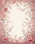 Romantic Pink Floral Vine Border Design Rug