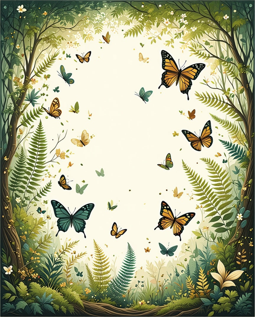 Enchanted Forest Butterfly Nature Scene Rug