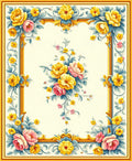 Floral Frame Centerpiece Design Rug