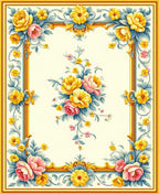 Floral Frame Centerpiece Design Rug