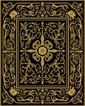 Elegant Black Gold Floral Ornament Rug