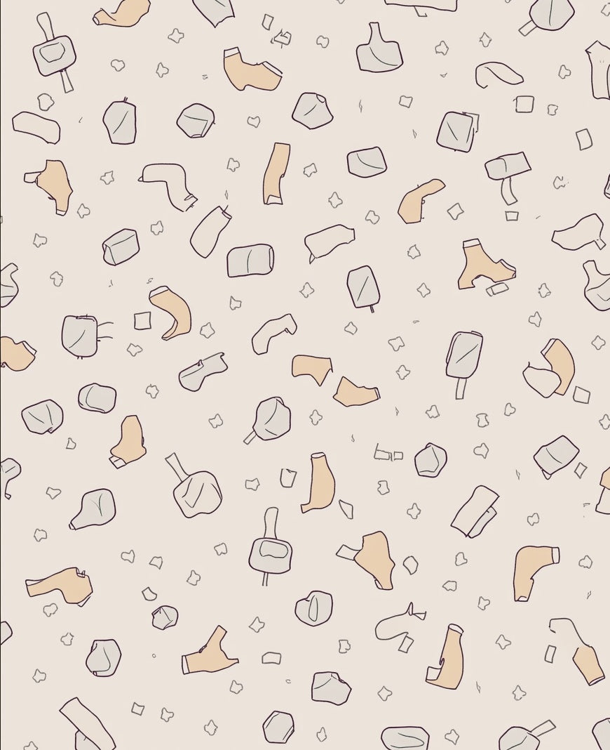 Abstract Terracotta Stone Pattern Rug