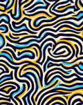 Abstract Wavy Lines Blue Yellow Rug
