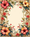 Tropical Floral Vines and Gold Trim Rug