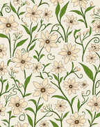 Cream Floral Vine and Leaf Design Rug