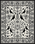 Birds And Floral Scrollwork Design Rug