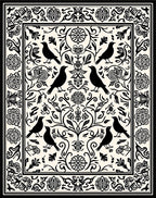 Birds And Floral Scrollwork Design Rug