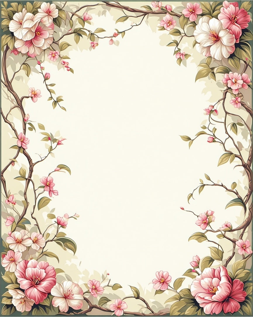 Vintage Floral Branch Blossom Design Rug