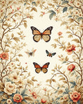 Floral Butterfly Garden Pattern Rug