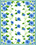 Vibrant Blue Floral Vine Design Rug