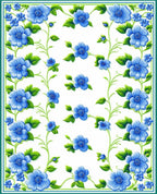 Vibrant Blue Floral Vine Design Rug