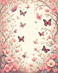 Whimsical Pink Butterflies Floral Branches Rug