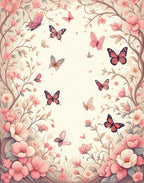 Whimsical Pink Butterflies Floral Branches Rug