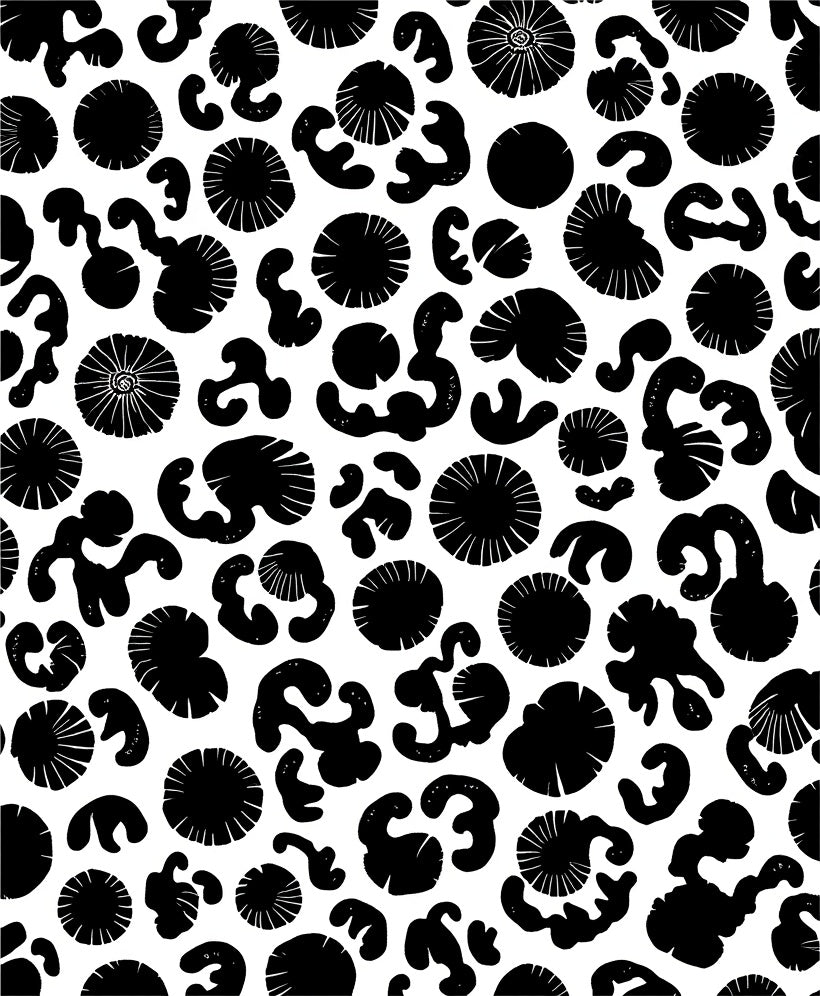 Abstract Organic Black White Pattern Rug