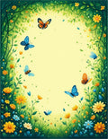 Whimsical Garden Butterflies and Blossoms Rug