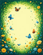 Whimsical Garden Butterflies and Blossoms Rug