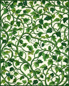 Lush Green Vine Botanical Pattern Rug