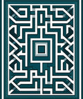 Teal White Geometric Labyrinth Rug
